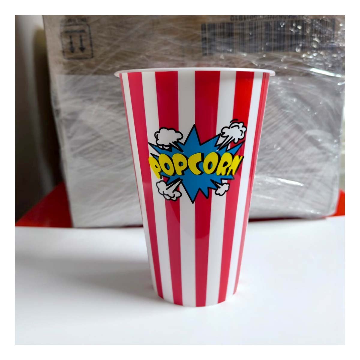 PACK2 RECIPIENTE POPCORN 11,3X17X6,9CM ROJO CON DISENO PRACTICO Y FUNCIONAL YREGALO STICKER - 5