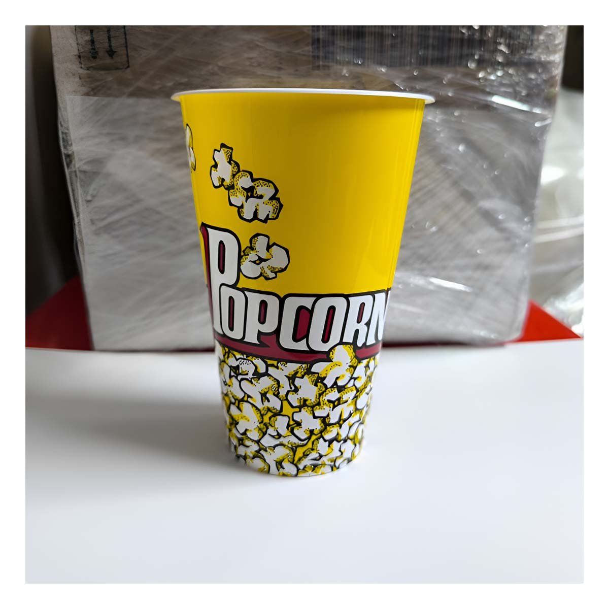 PACK4 BALDE POPCORN 11,3X17X6,9CM AMARILLO PARA DULCES Y SNACKS EN FIESTAS YREGALO STICKER - 5