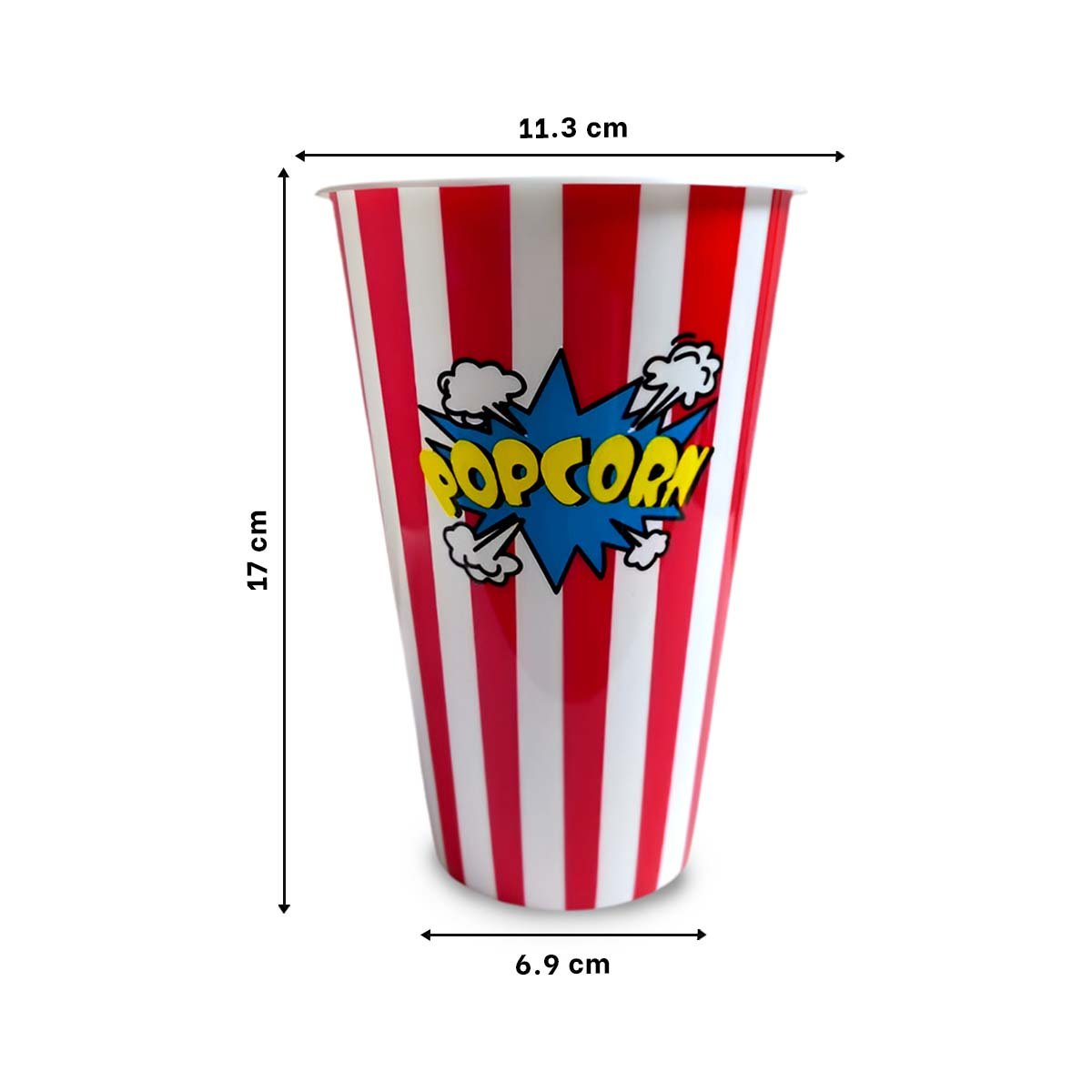 PACK4 BALDE POPCORN 11,3X17X6,9CM ROJO PARA DULCES Y SNACKS EN FIESTAS YREGALO STICKER - 4