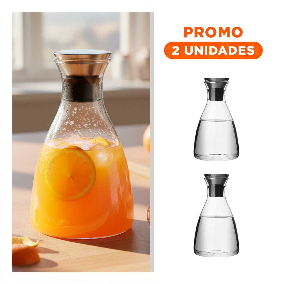 PACK2 BOTELLA PARA BEBIDAS DIARIAS Y ACOMPAÑAR PLATOS TRANSPARENTE 1600 ML Y+REGALO STICKER - 1