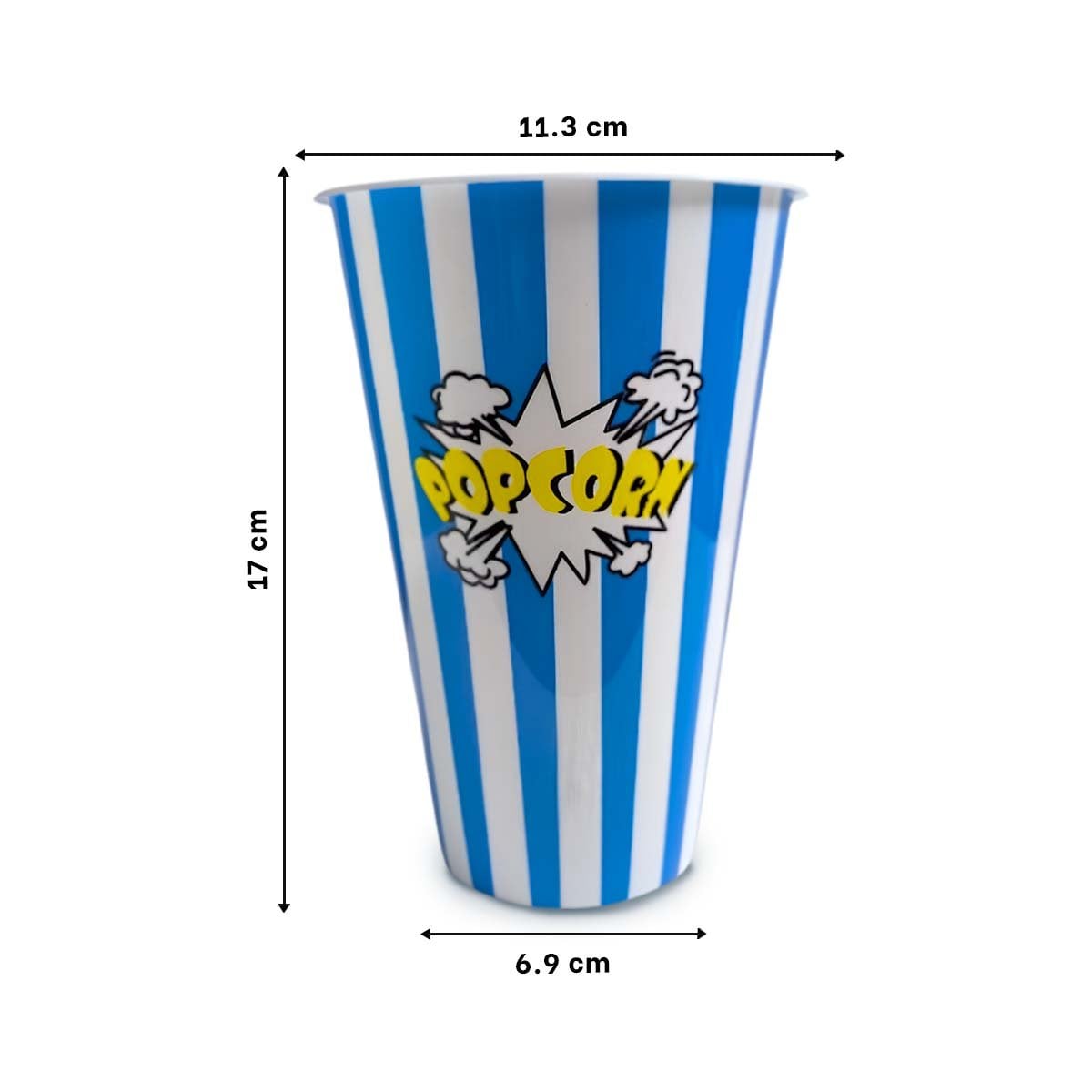PACK2 RECIPIENTE POPCORN 11,3X17X6,9CM AZUL CON DISENO PRACTICO Y FUNCIONAL YREGALO STICKER - 4