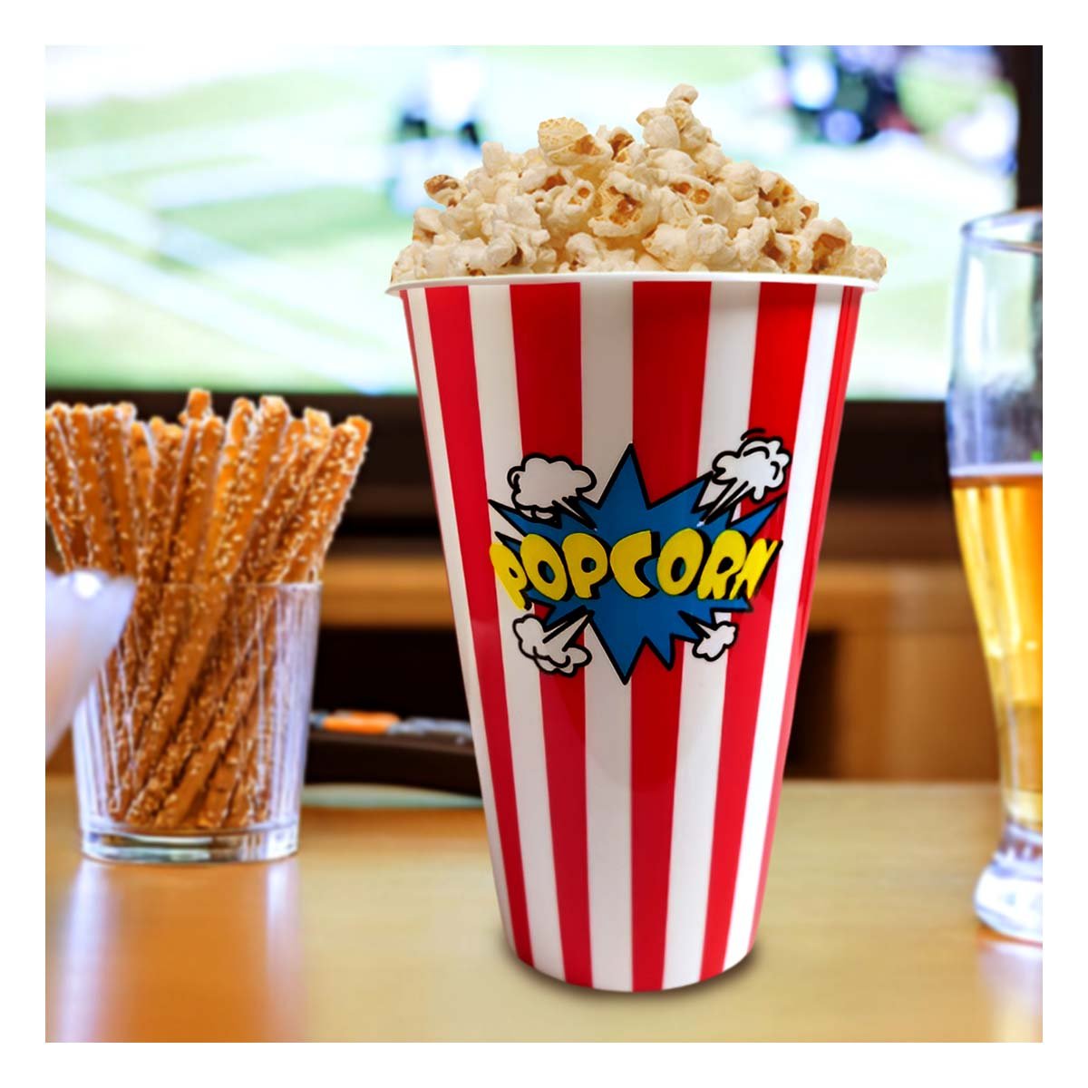 PACK2 RECIPIENTE POPCORN 11,3X17X6,9CM ROJO PARA DULCES Y SNACKS EN FIESTAS - 5