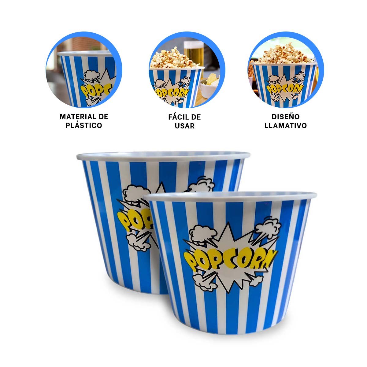 CUBETA VASO POPCORN 16X11,6X12CM AZUL PARA SERVIR PALOMITAS Y DULCES YPOST IT - 5