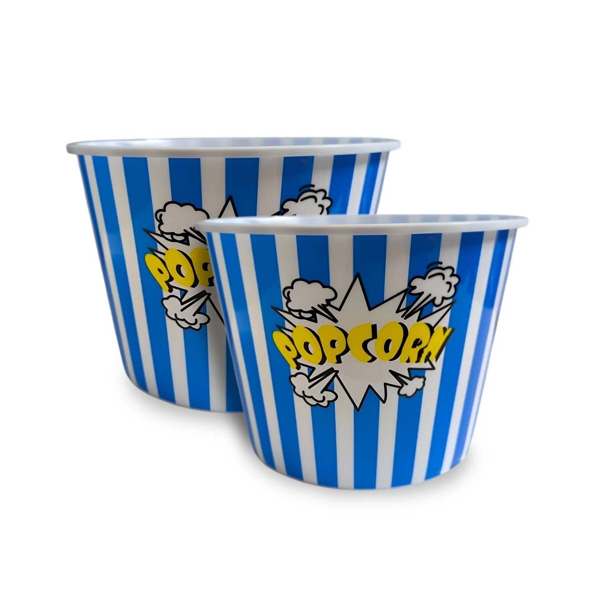 PACK2 RECIPIENTE POPCORN 16X11,6X12CM AZUL CON DISENO PRACTICO Y FUNCIONAL YREGALO STICKER - 2