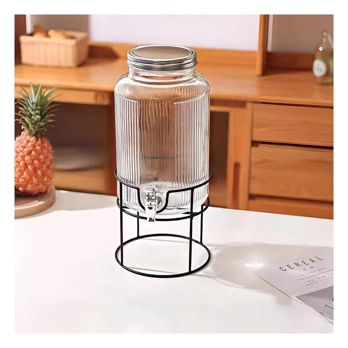 DISPENSADOR DE BEBIDA PARA AGUA FRESCA NEGRO Y TRANSPARENTE 5,5L Y+PAPEL REGALO - 1