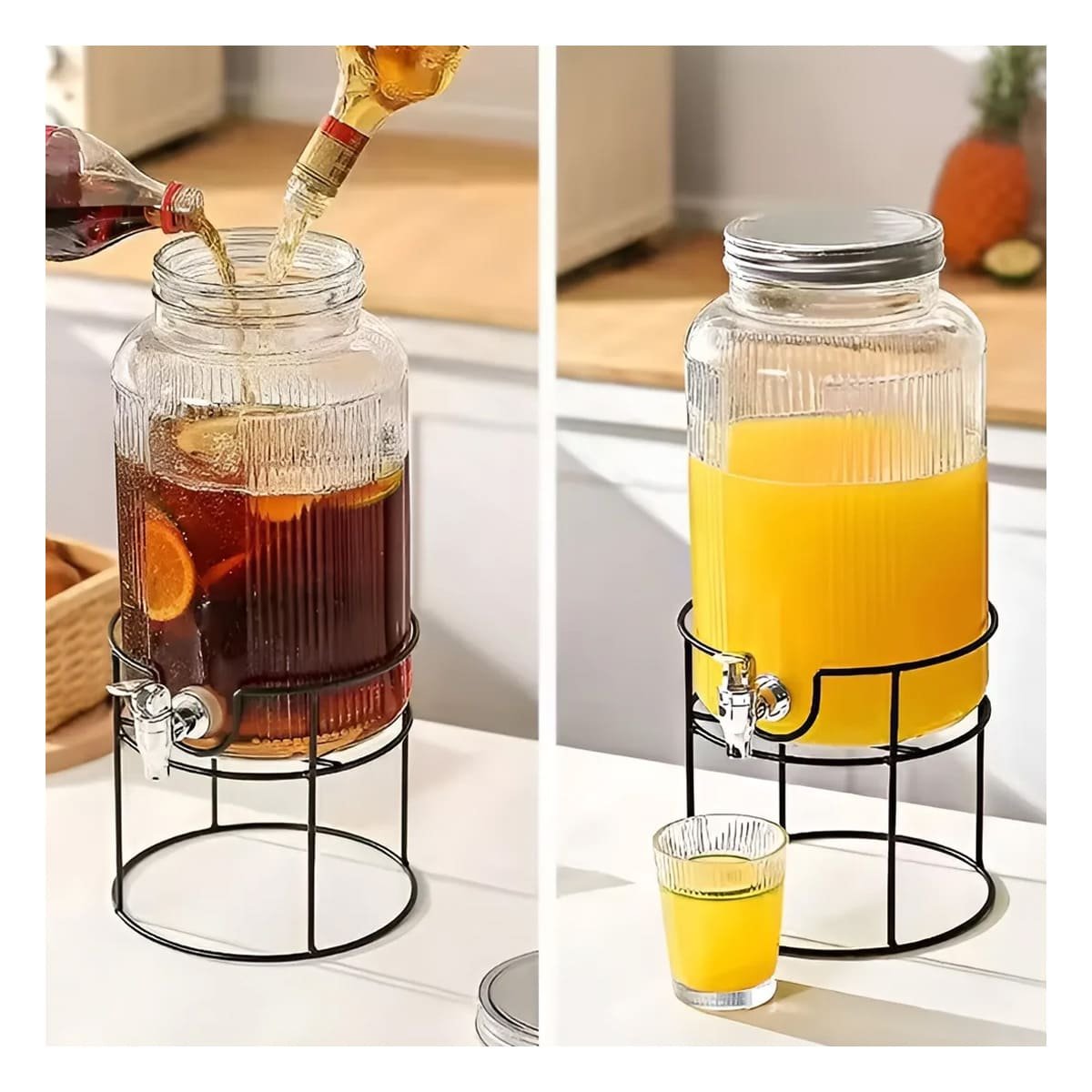 DISPENSADOR DE BEBIDA PARA AGUA FRESCA NEGRO Y TRANSPARENTE 5,5L Y+PAPEL REGALO - 2