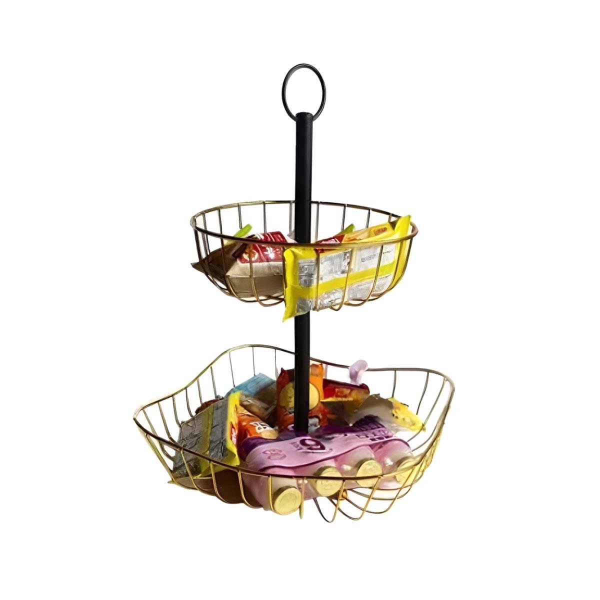 FRUTERO COMPACTO DE 2 NIVELES IDEAL PARA COCINA Y SALA DORADO Y+LIGAS REGALO - 5