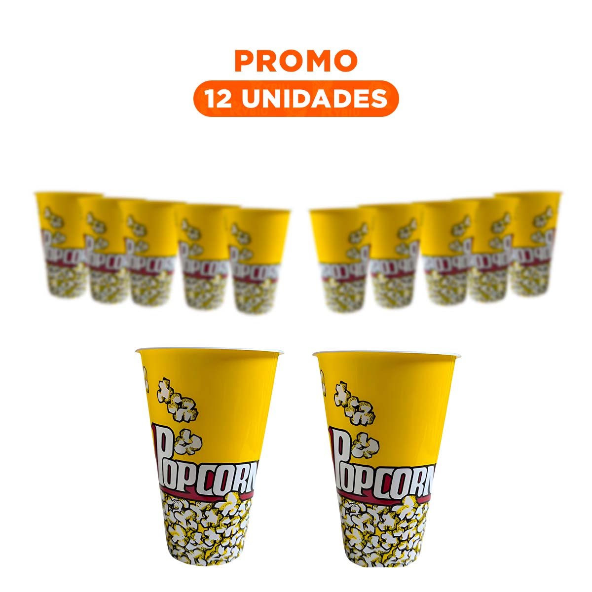PACK12 BALDE POPCORN 11,3X17X6,9CM AMARILLO PARA SERVIR PALOMITAS Y DULCES - 1