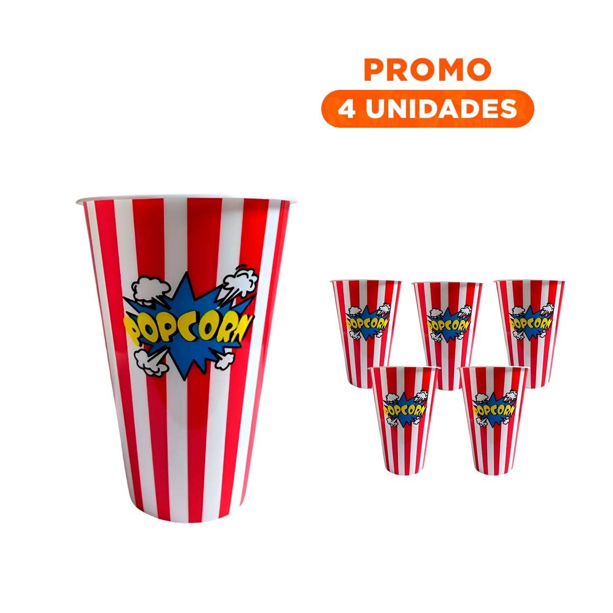 PACK4 RECIPIENTE POPCORN 11,3X17X6,9CM ROJO PARA REUNIONES Y CELEBRACIONES - 1