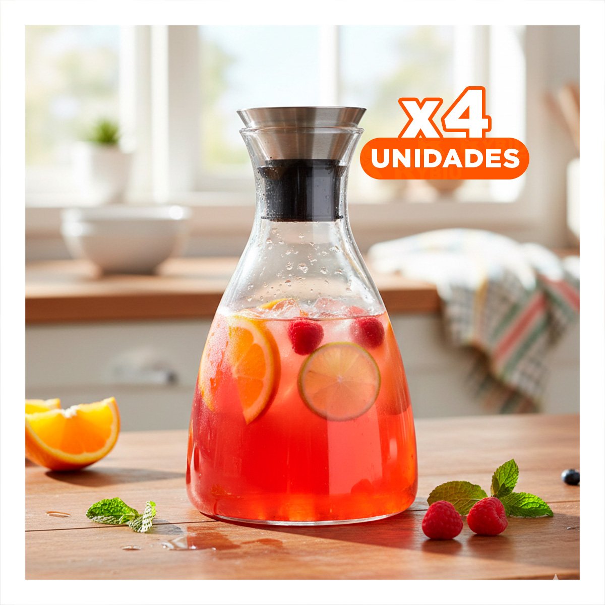 PACK4 BOTELLA PARA ACOMPAÑAR REFRESCOS Y JUGOS NATURALES TRANSPARENTE 1600 ML Y+PAPEL REGALO - 1