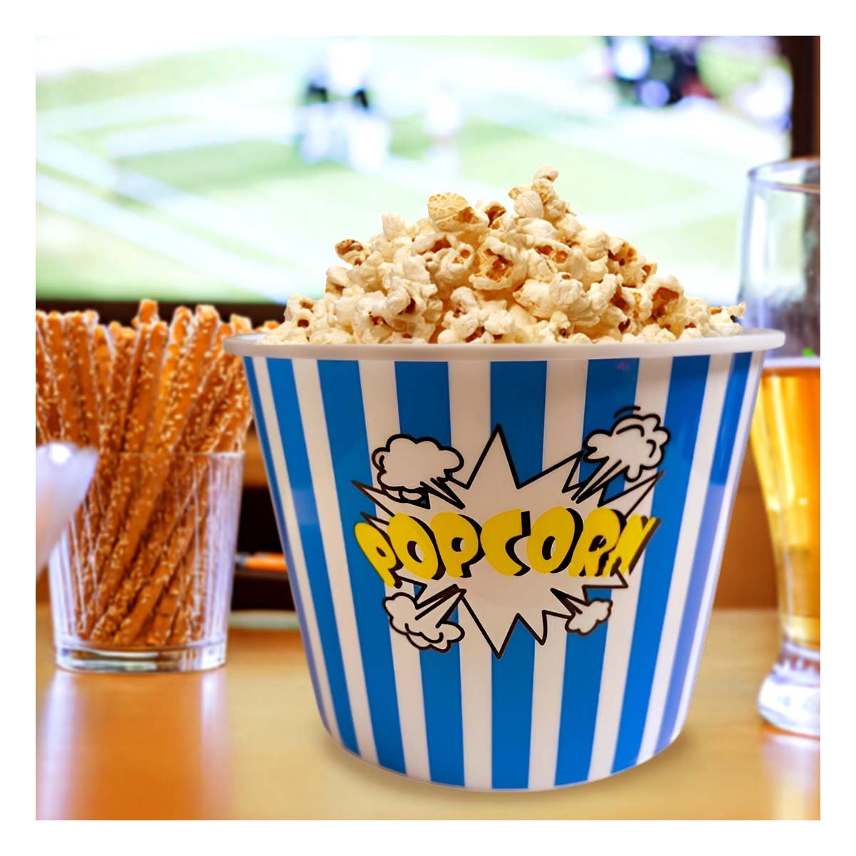 PACK6 BALDE POPCORN 16X11,6X12CM AZUL PARA CINE Y EVENTOS EN CASA - 5