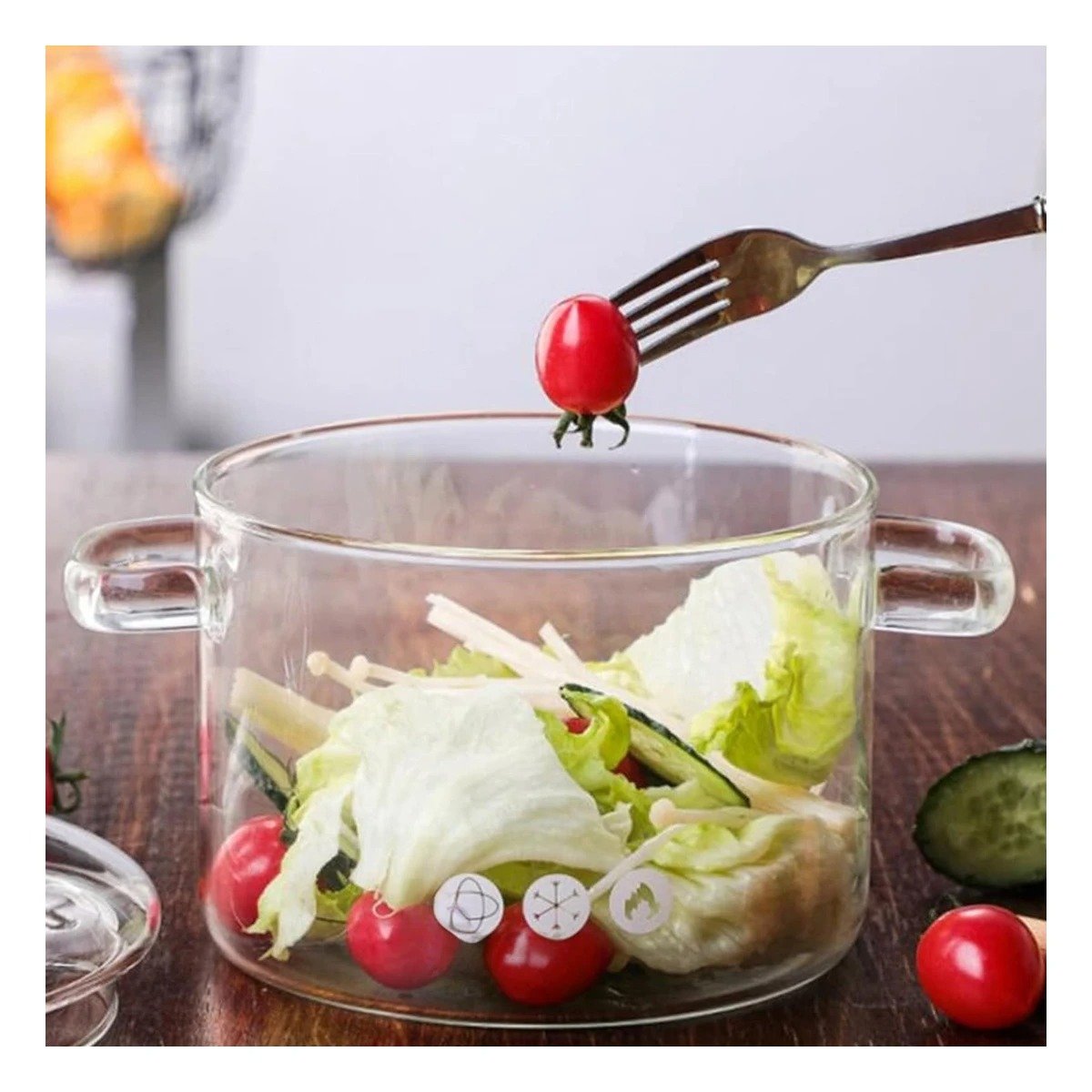 PACK2 CASEROLA PARA COCINAR SOPAS Y COMIDAS CASERAS TRANSPARENTE 1500 ML Y+PAPEL REGALO - 5