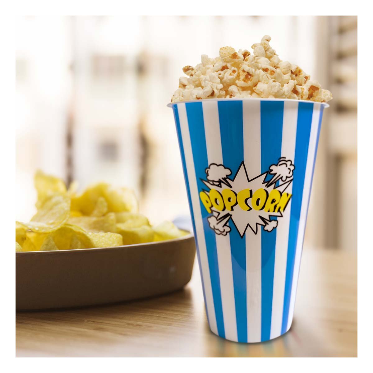PACK12 BALDE POPCORN 11,3X17X6,9CM AZUL PARA SERVIR PALOMITAS Y DULCES - 3