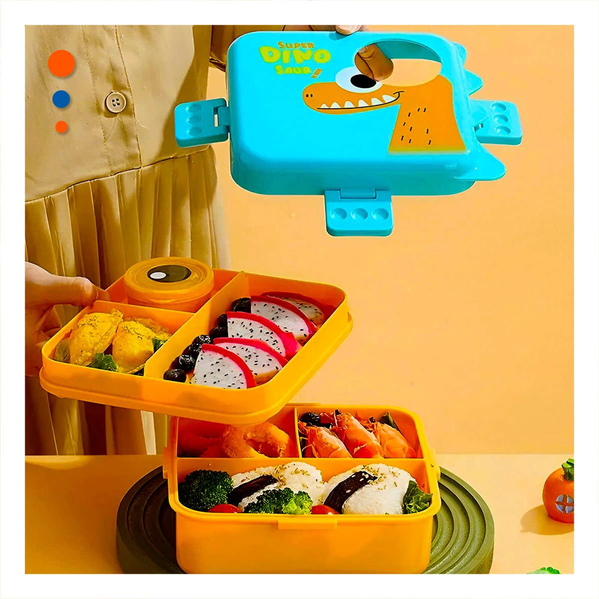 PACK6 CONSERVADOR SEGURO PARA COMIDA Y ALMACENAJE 1600ML CELESTE Y AMARILLO Y+REGALO STICKER - 3
