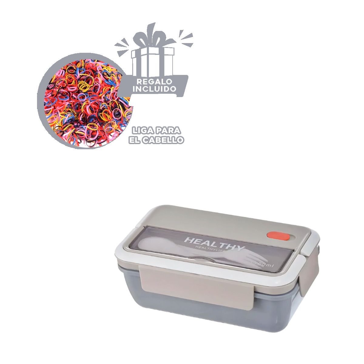 TAPER VERSATIL PARA COCINA Y HOGAR 1100ML Y CUBIERTOS PLOMO Y+LIGAS REGALO - 2
