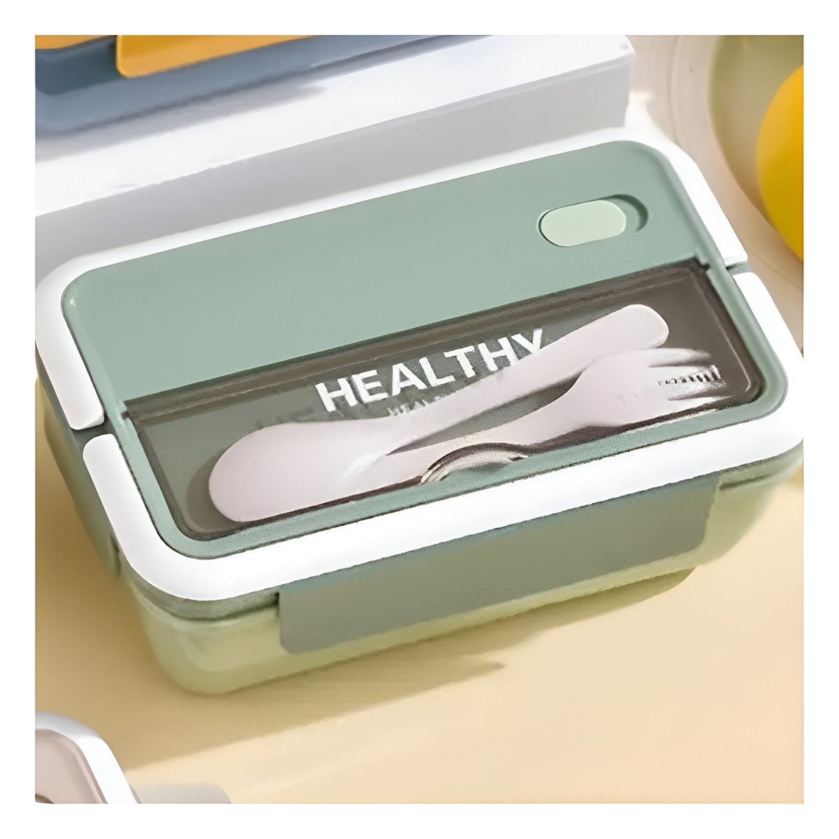 PACK2 CONTENEDOR RECTANGULAR CON CUBIERTOS PARA COMIDA 1100ML VERDE - 2