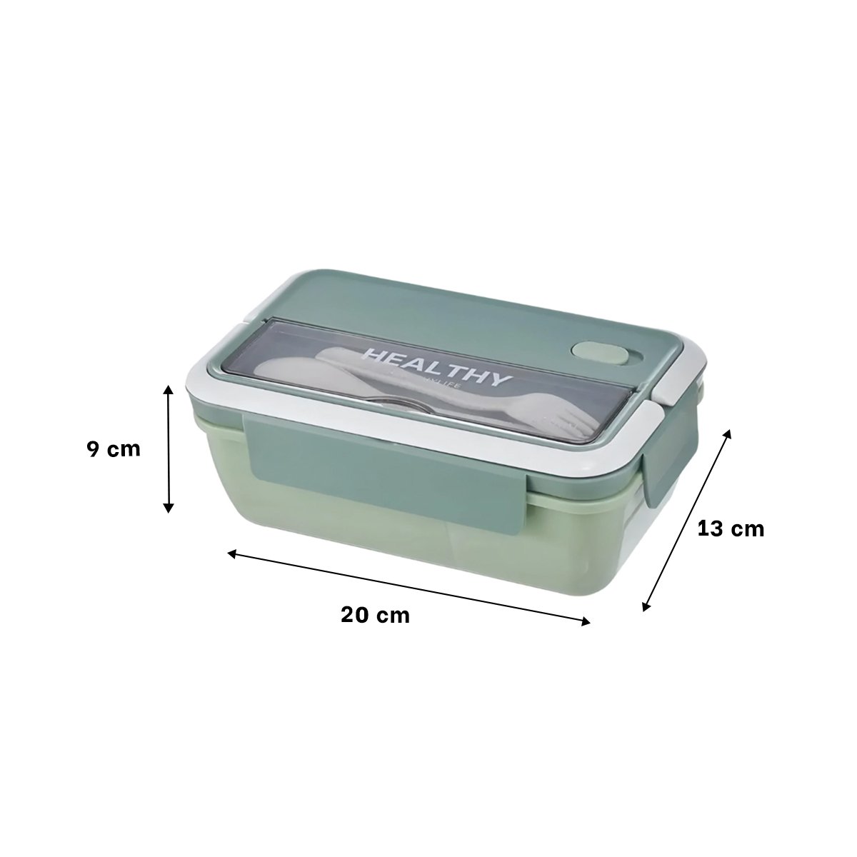 PACK2 CONTENEDOR RECTANGULAR CON CUBIERTOS PARA COMIDA 1100ML VERDE - 4