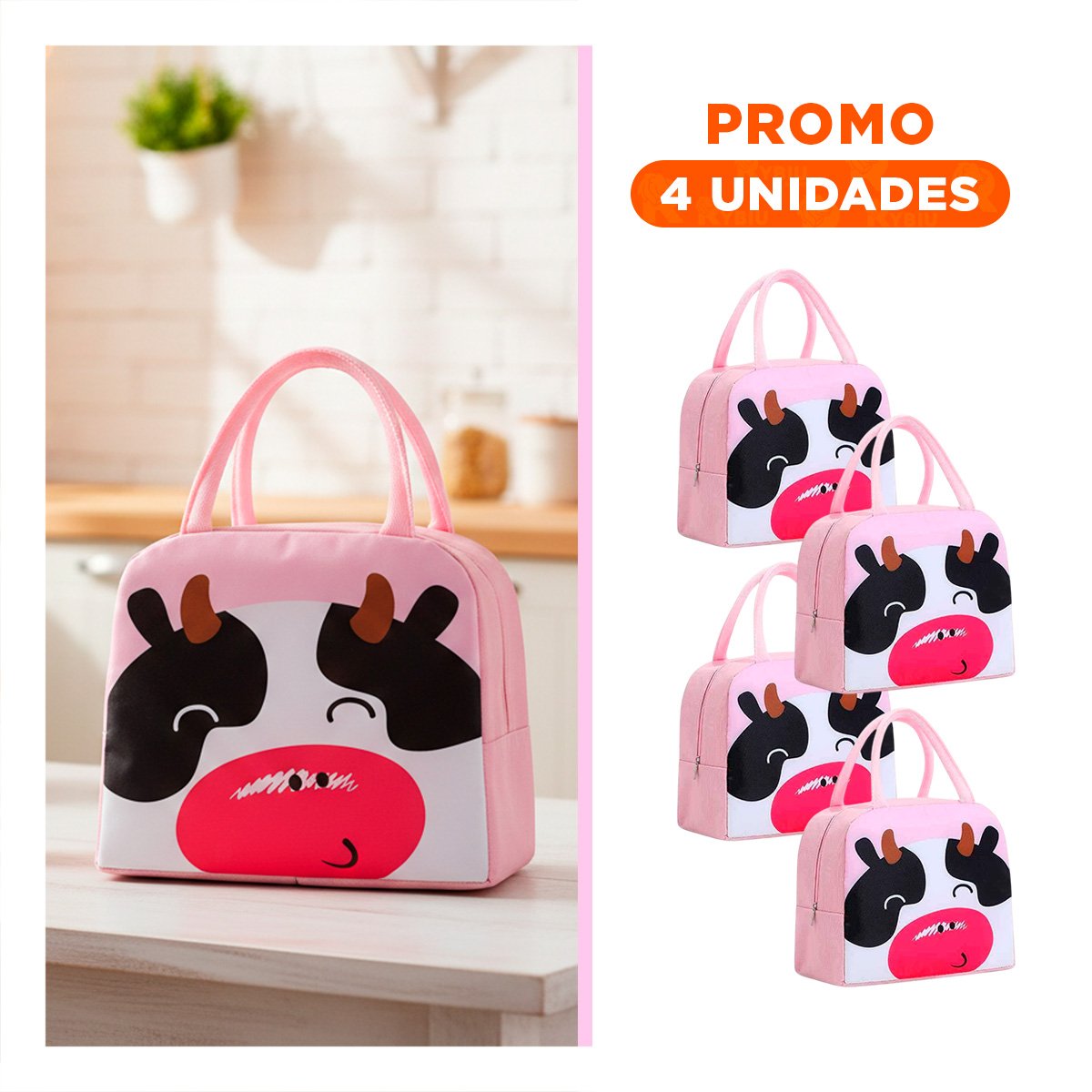 PACK4 FIAMBRERA TERMICA DE VACA CON CIERRE SEGURO ROSADO - 1