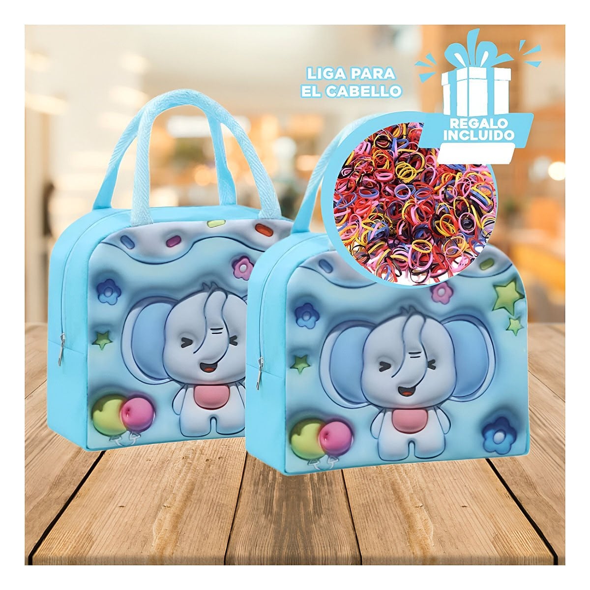 BOLSA TERMICA PRACTICA PARA LLEVAR COMIDAS CASERAS CELESTE Y+LIGAS REGALO - 2
