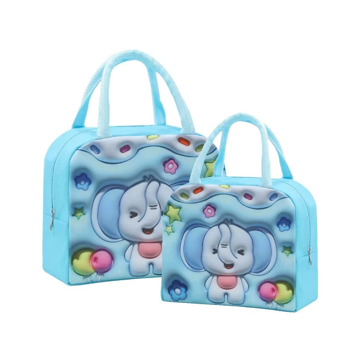 BOLSA TERMICA PORTATIL CON ESTAMPA KAWAII INFANTIL CELESTE Y+REGALO STICKER - 1