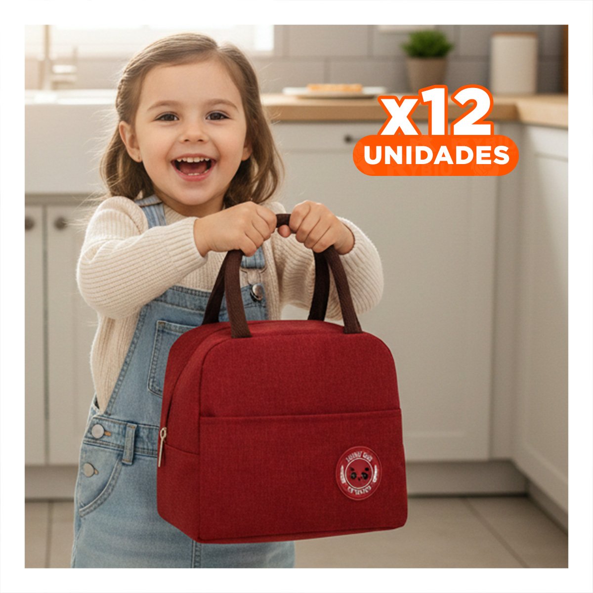 PACK12 MALETIN TERMICO Y BOLSILLO EXTERIOR FACIL DE TRANSPORTAR GUINDA Y+REGALO STICKER - 1