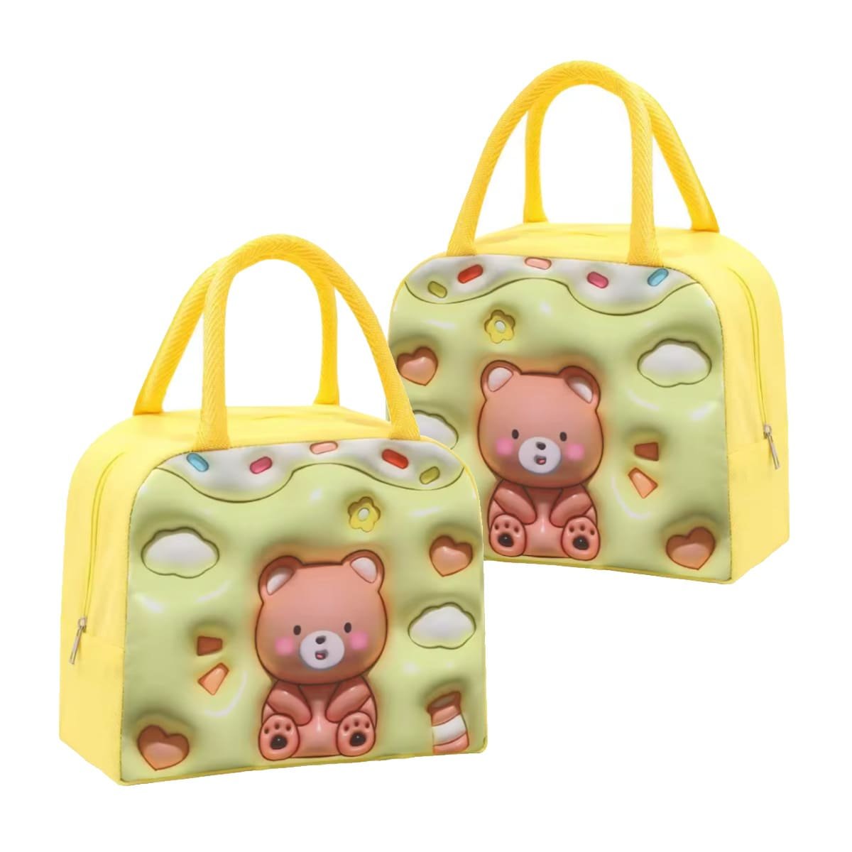 PACK6 PORTA ALIMENTOS KAWAII OSO RESISTENTE Y DURADERO AMARILLO Y+REGALO STICKER - 2