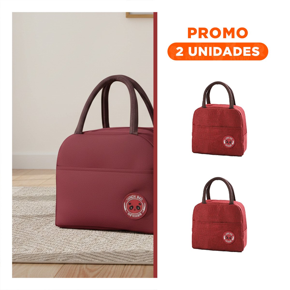PACK2 CONTENEDOR DE COMIDA TERMICO Y BOLSILLO CON COMPARTIMENTOS GUINDA Y+REGALO STICKER - 1