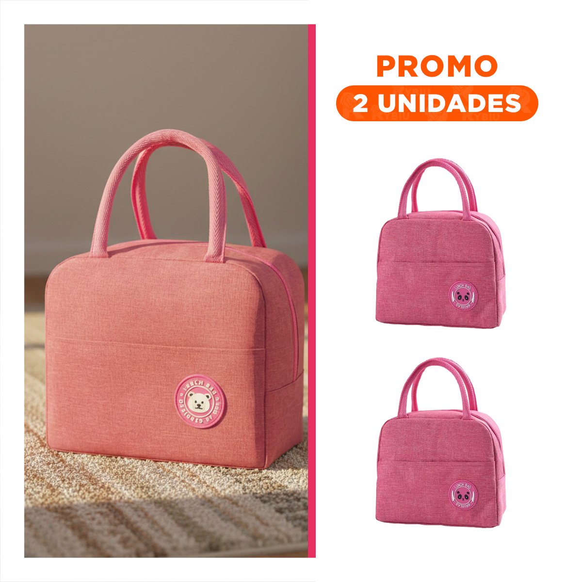 PACK2 FIAMBRERA Y BOLSILLO EXTERIOR CON AREA ADICIONAL ROSADO Y+REGALO STICKER - 1