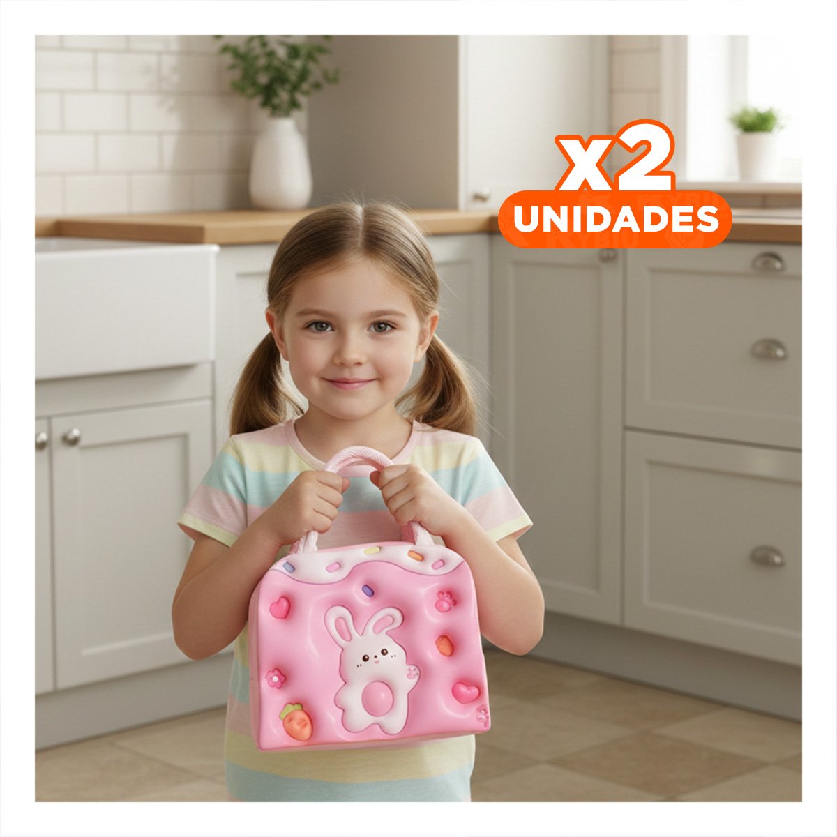 PACK2 CAJA TERMICA KAWAII CONEJO PARA TRANSPORTE SEGURO ROSADO - 1