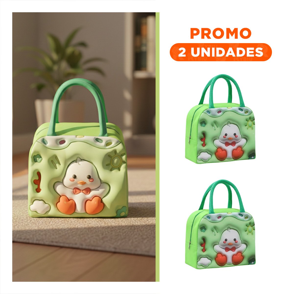 PACK2 CAJA TERMICA PORTATIL PARA TRANSPORTE DE SNACKS FRESCOS VERDE Y+REGALO STICKER - 1