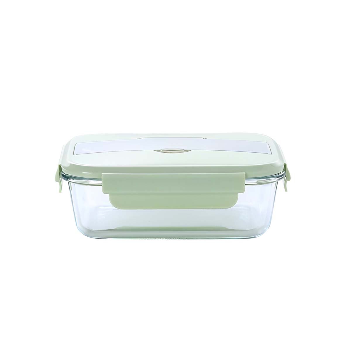 TAPER PRACTICO DE VIDRIO CON CUBIERTOS INTEGRADOS Y TAPA VERDE Y+REGALO STICKER - 1