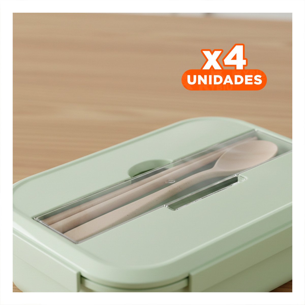 PACK4 CONTENEDOR DE VIDRIO PARA LLEVAR PREPARACIONES DIARIAS VERDE Y+PAPEL REGALO - 1