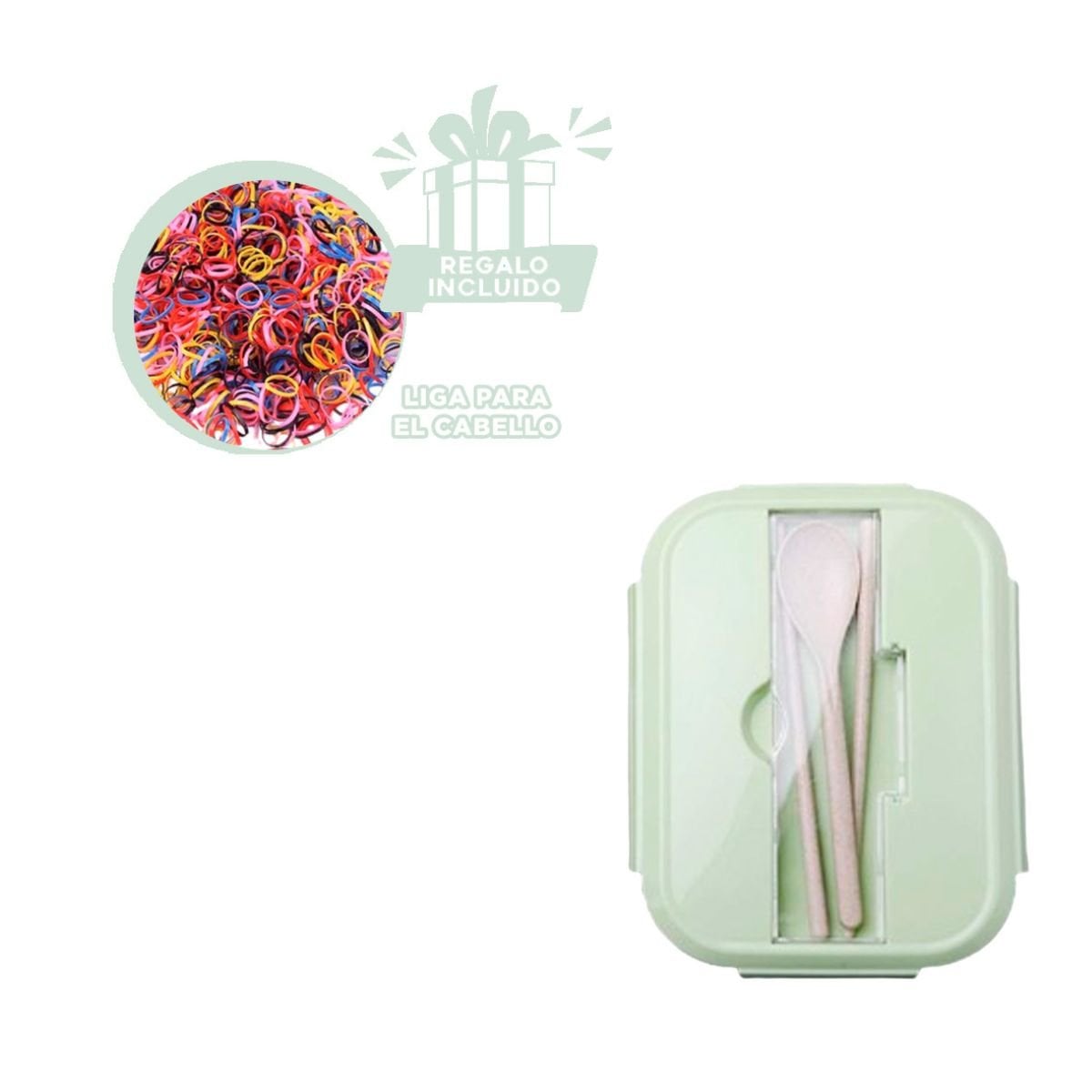 TAPER DE VIDRIO PRACTICO CON DIVISIONES PARA COMIDAS CASERAS VERDE Y+LIGAS REGALO - 2
