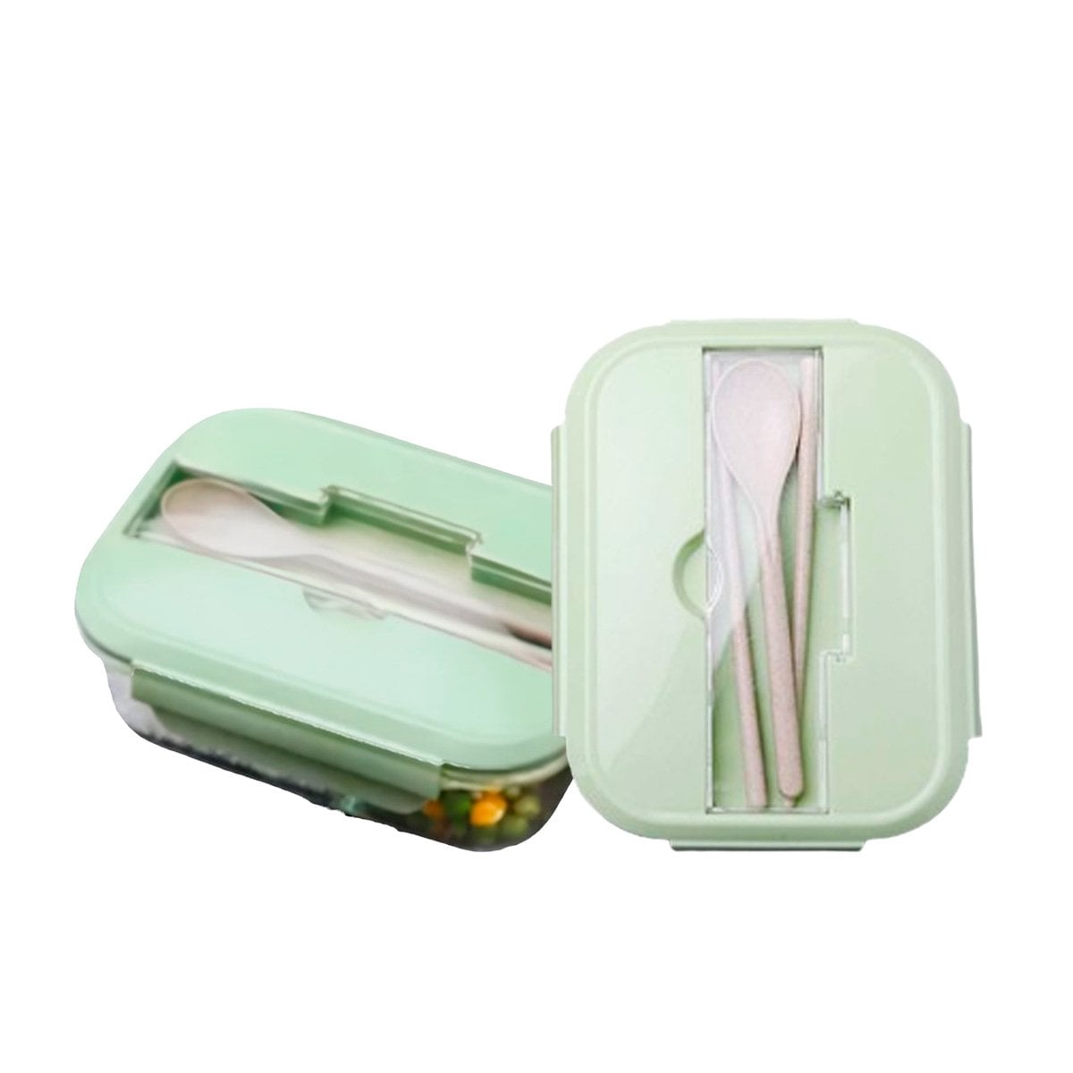 TAPER DE VIDRIO PRACTICO CON DIVISIONES PARA COMIDAS CASERAS VERDE Y+LIGAS REGALO - 5