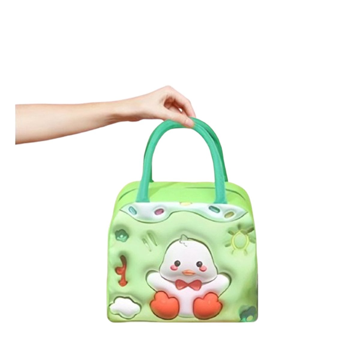 BOLSA TERMICA PORTATIL KAWAII PARA ALMUERZO DIARIO VERDE Y+REGALO STICKER - 1