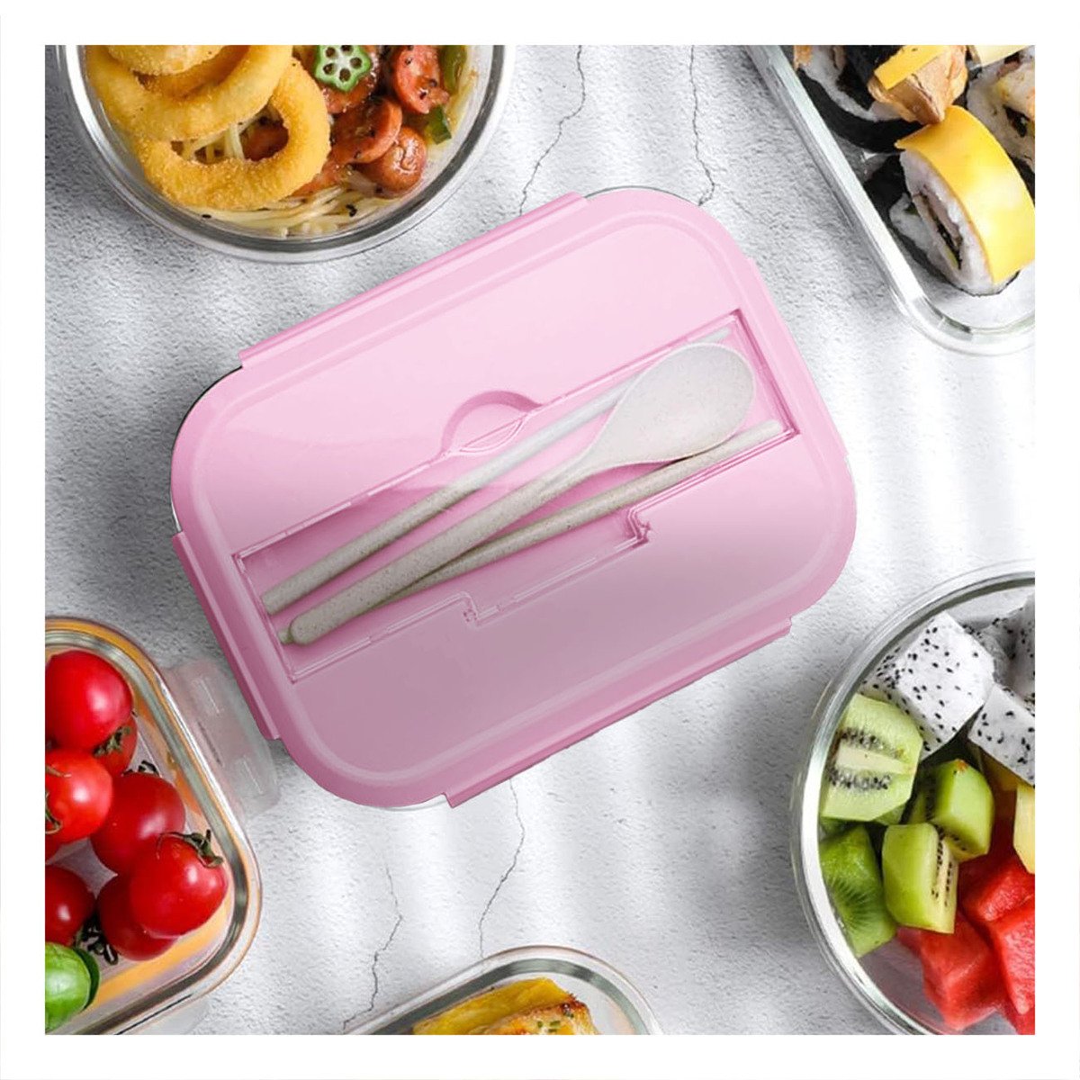 PACK4 CONTENEDOR CON CUBIERTOS PARA JORNADA LABORAL ROSADO Y+PAPEL REGALO - 2