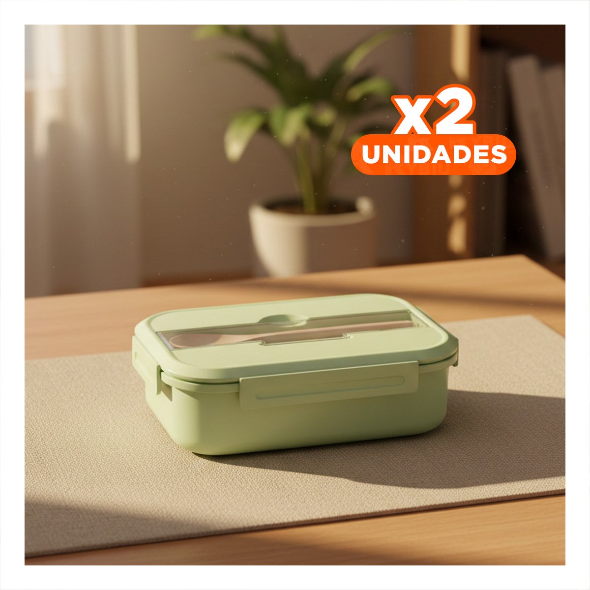 PACK2 CONTENEDOR DE VIDRIO CON CUBIERTOS Y 2 DIVISIONES PARA OFICINA VERDE - 1
