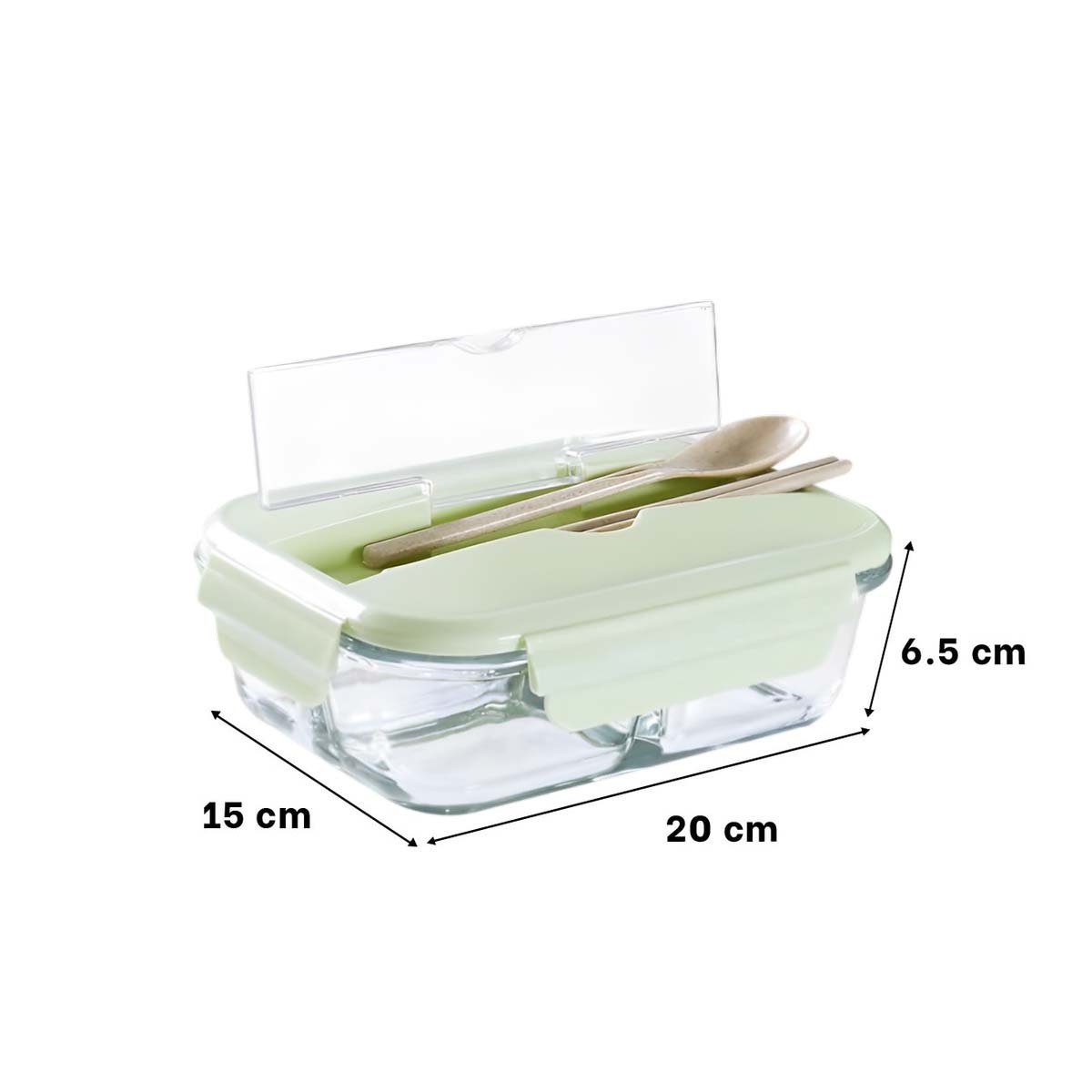 PACK2 CONTENEDOR REUTILIZABLE DE VIDRIO CON CUBIERTOS TAPA VERDE SEGURA Y+REGALO STICKER - 4