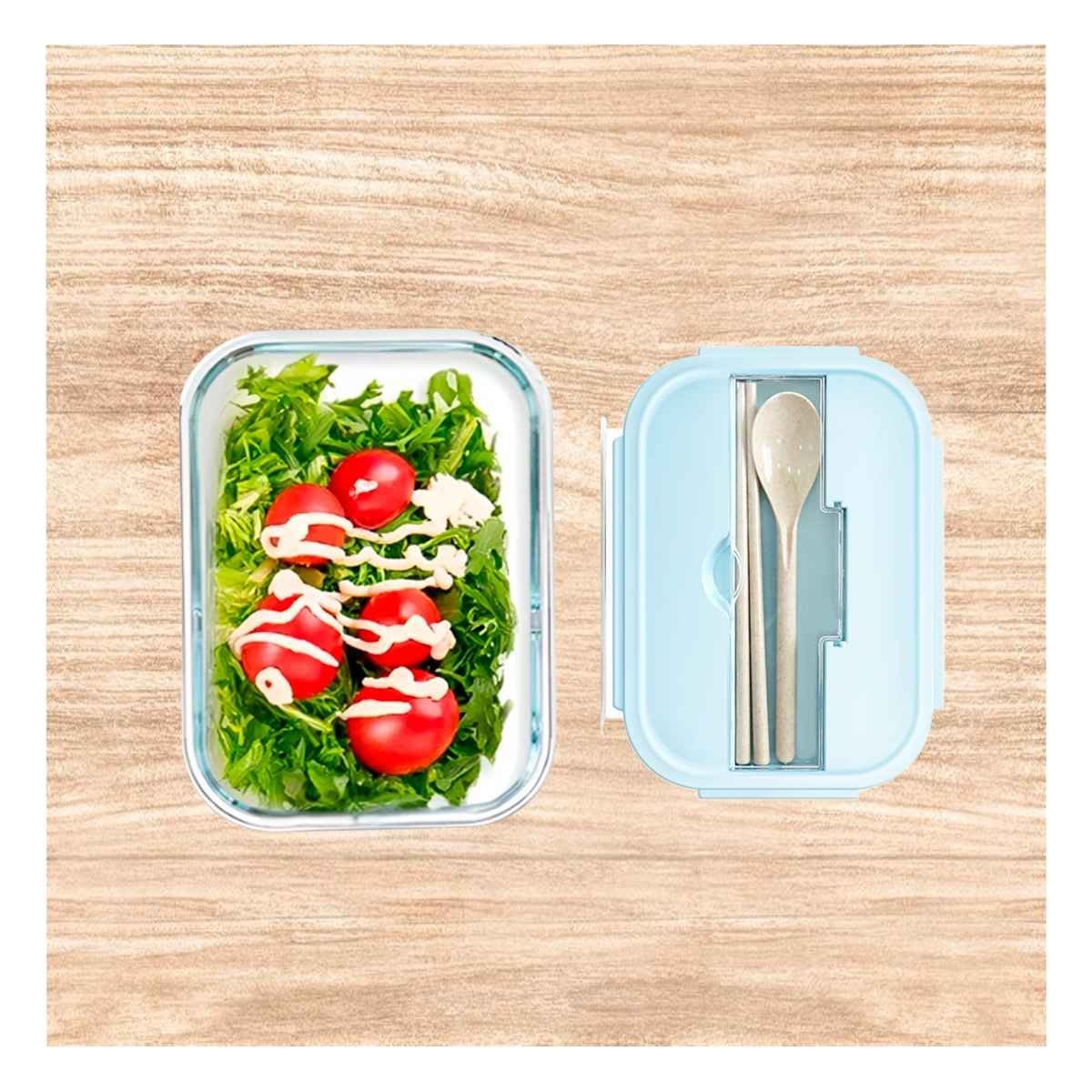 PACK4 CONTENEDOR DE VIDRIO PARA TRANSPORTE SEGURO DE ALIMENTOS CELESTE Y+PAPEL REGALO - 5