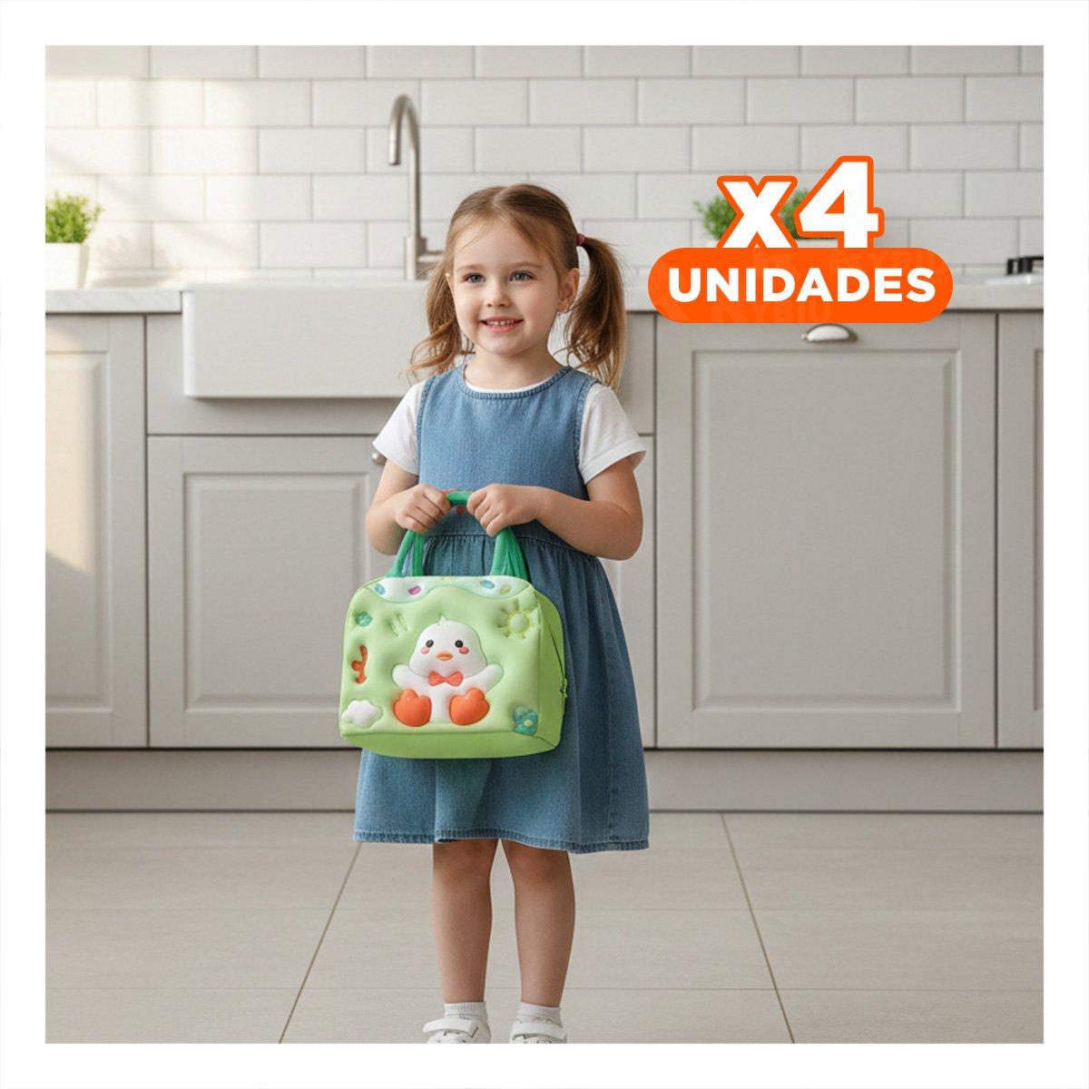 PACK4 CAJA TERMICA PARA LLEVAR ALMUERZO DE CASA VERDE Y+PAPEL REGALO - 1
