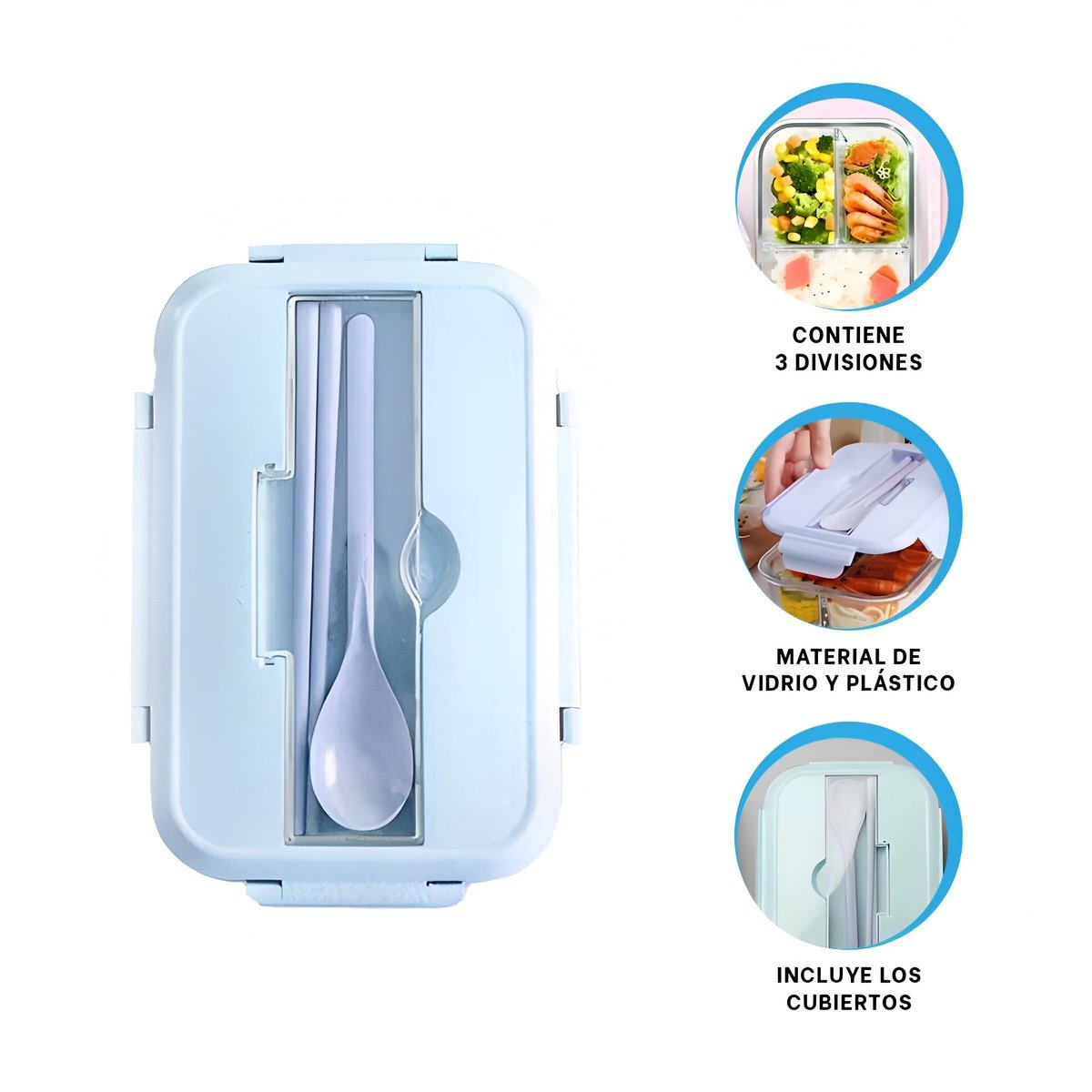 TAPER REUTILIZABLE CON SET DE CUBIERTOS PARA PREPARACIONES SALUDABLES CELESTE Y+POST IT - 5