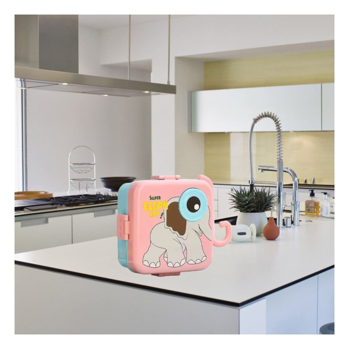 PACK4 ENVASE ELEFANTE CON COMPARTIMIENTOS PARA COMIDA SEMANALES ROSADO 1600ML Y+PAPEL REGALO - 5