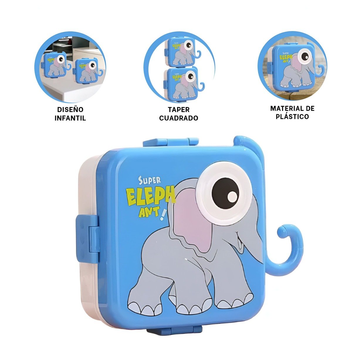 TAPER ESTILO ELEFANTE CON CUBIERTOS PARA SANDWICHES Y VERDURAS AZUL Y+PAPEL REGALO - 5