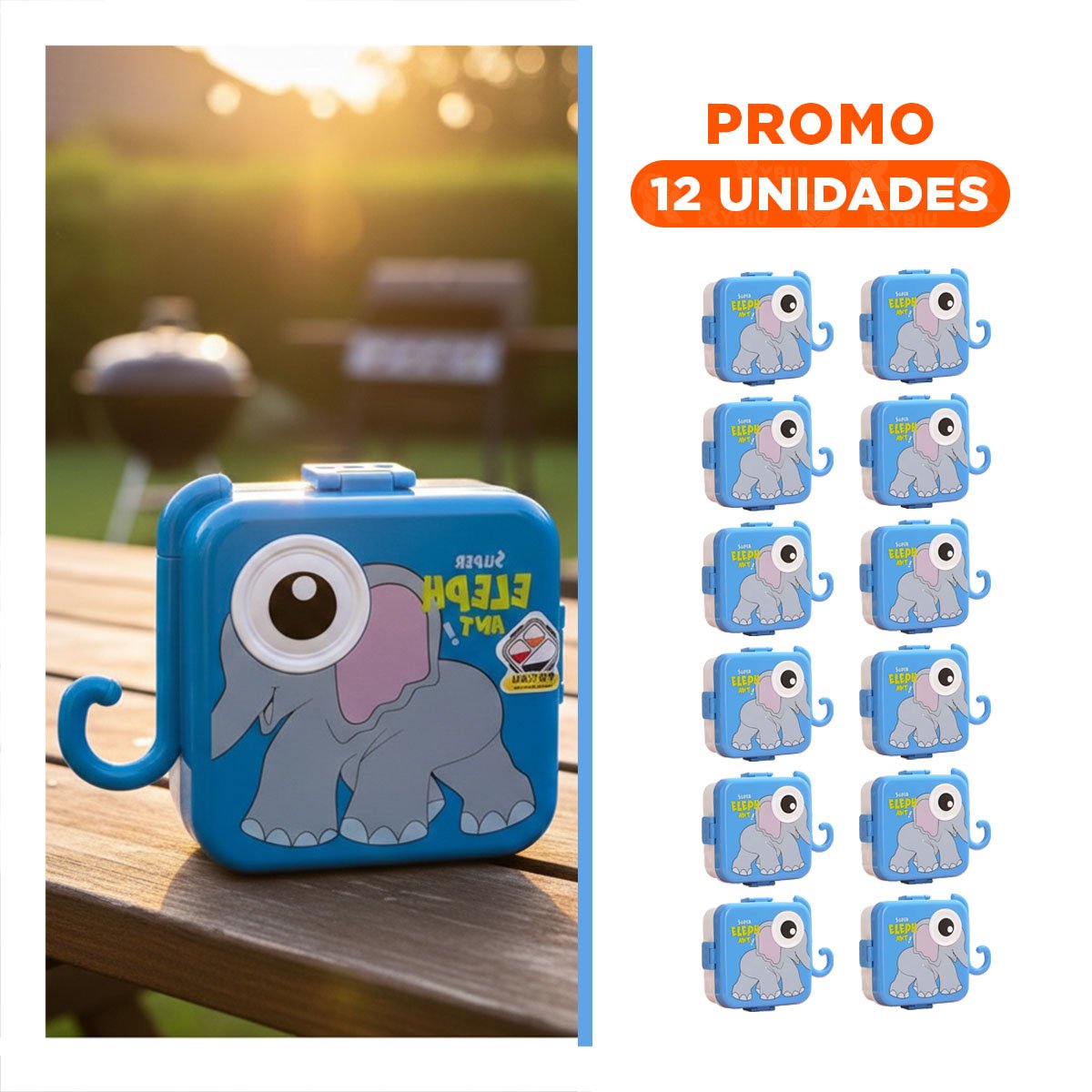 PACK12 ALMACENADOR ESTILO ELEFANTE CON CUBIERTOS PARA DESAYUNO Y ENSALADAS AZUL - 1