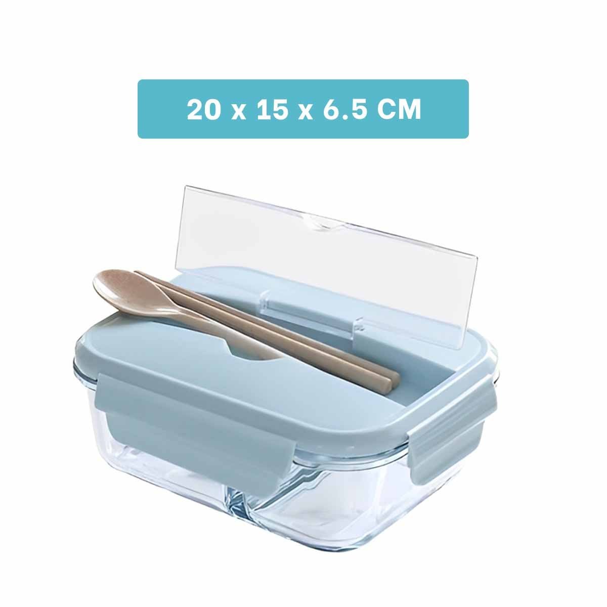 PACK2 CONTENEDOR DE VIDRIO CON 3 DIVISIONES PARA PREPARACIONES DIARIAS TAPA CELESTE - 4