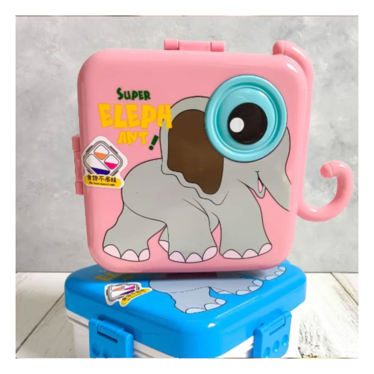 PACK12 ARTICULO CUADRADO ELEFANTE CON COMPARTIMIENTOS PARA MENU DIARIO ROSADO 1600ML - 3