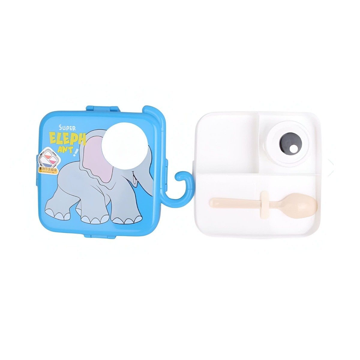 PACK4 RECIPIENTE ESTILO ELEFANTE CON CUBIERTOS PARA POSTRES Y YOGURT AZUL Y+PAPEL REGALO - 3