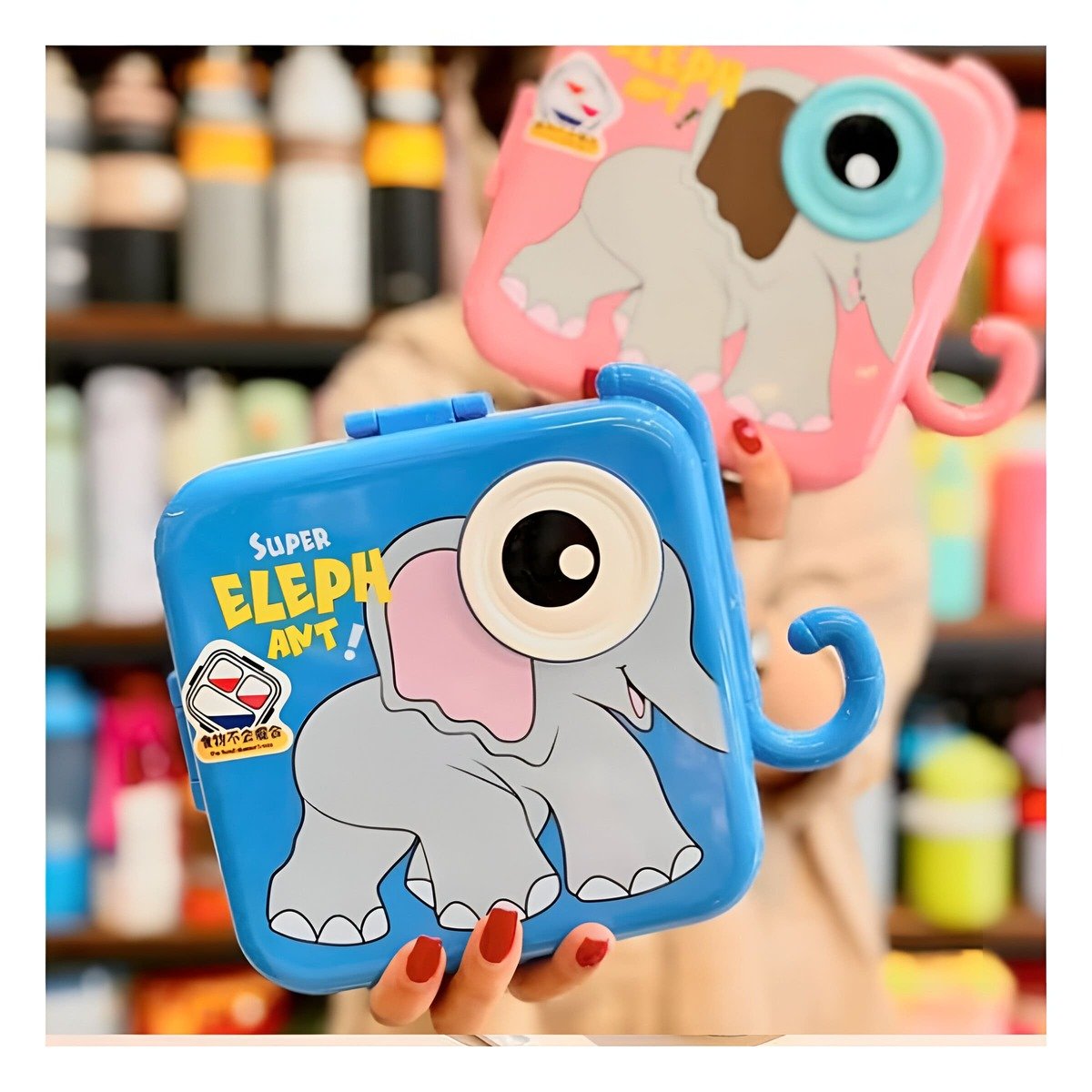 PACK6 ALMACENADOR ESTILO ELEFANTE CON CUBIERTOS PARA SNACK Y VERDURAS AZUL - 5
