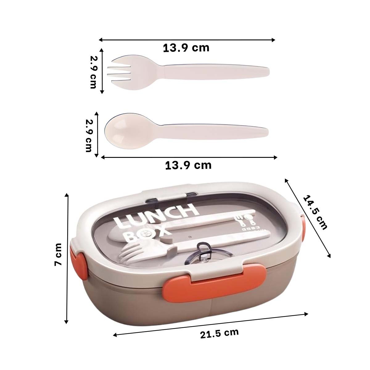 LONCHERA 850ML CON CUBIERTOS MARRON PARA TRANSPORTAR ALMUERZOS EN OFICINA Y+PAPEL REGALO - 4