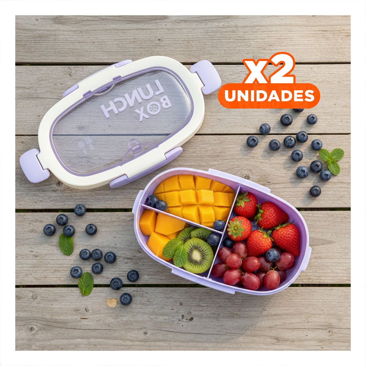 PACK2 ESTUCHE 850ML CON CUBIERTOS Y TOMATODO 480ML LILA MODERNO FUNCIONAL Y+PAPEL REGALO - 1
